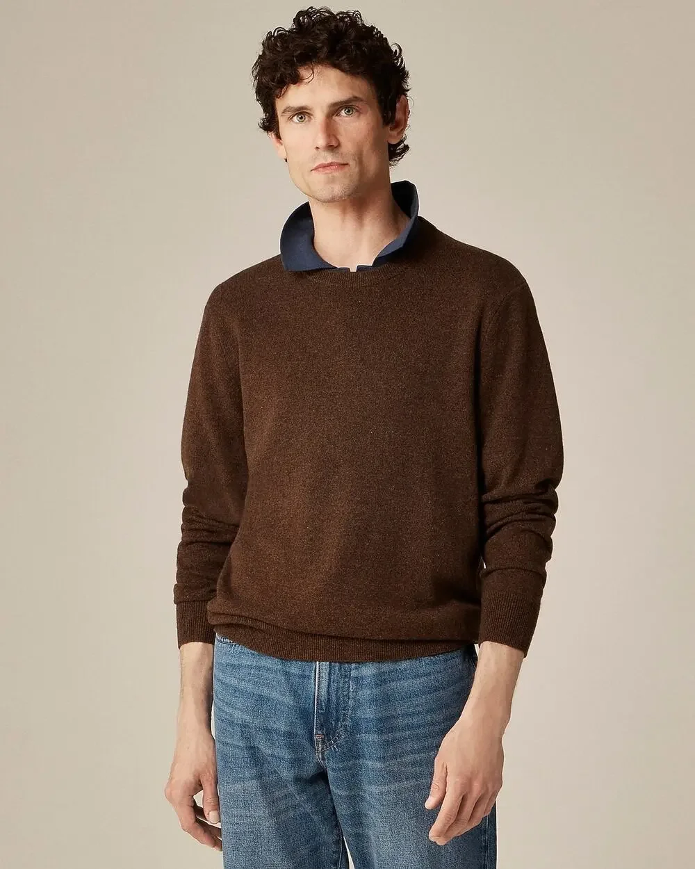 J. Crew Men's Cashmere Crewneck Sweater Heather Roasted Coffee Size Medium NWT